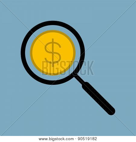 Money Search Manifying Glass Vector Illustration