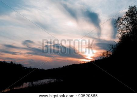 Beautiful sunset on the river