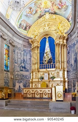 Terras de Bouro, Portugal. April 06, 2015: Altar of the Sanctuary of Sao Bento da Porta Aberta with a view to the statue. Pope Francis promoted it to Basilica in the 400th anniversary in March, 21st