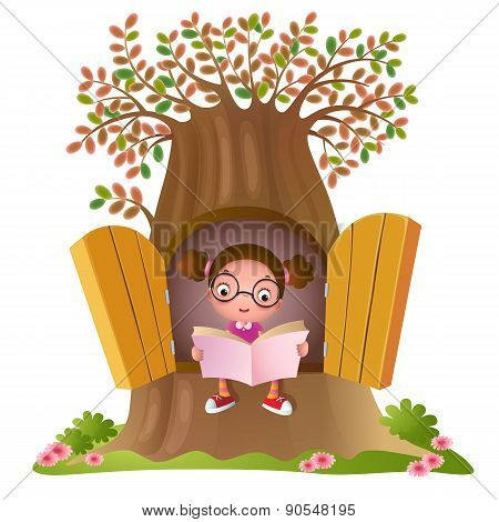 Young Girl Reading A Book