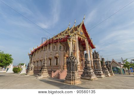 Temple with pagoda and sky background