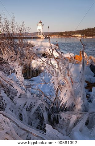 Grand Marais Light Lake Superior Cook County Minnesota Usa