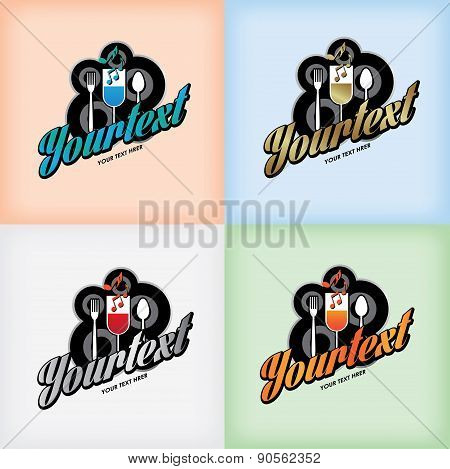 Restaurant bar drink and music symbol logo