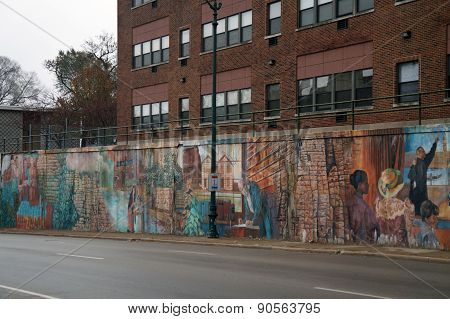 Bustling Bluff Street in the 1800's Mural