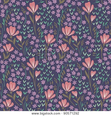 Seamless Floral Pattern on dark background