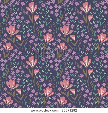 Seamless Floral Pattern on dark background