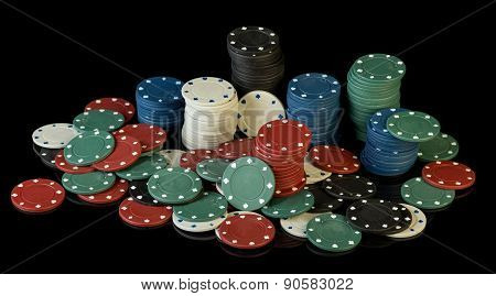 Poker chips on black