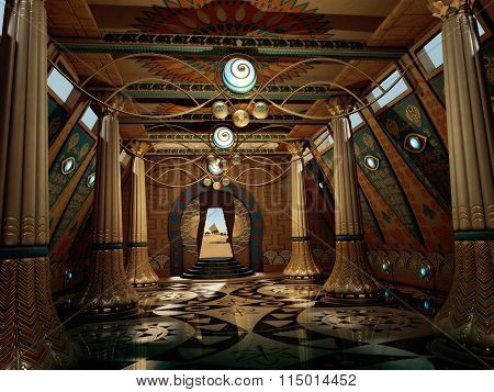 Ancient Temple Interior, 3D Cg