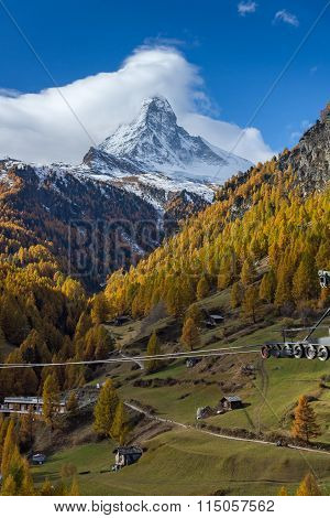 autumn Landscape of Mount Matterhorn, Canton of Valais