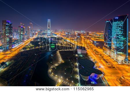 Centralpark At Night Incheon, South Korea.