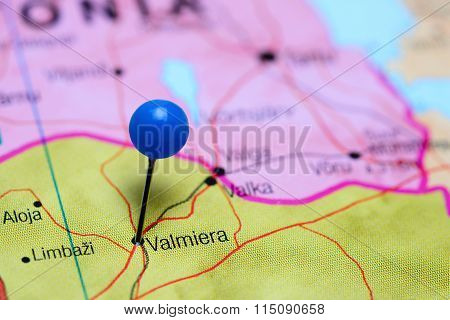 Valmiera pinned on a map of Latvia