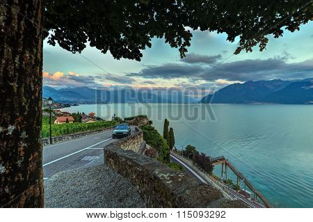 Road in Lavaux region, Vaud, Switzerland