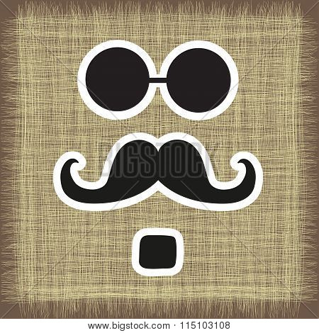logo, mustache, glasses, vector EPS