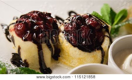 Crepes With Cherry And Chocolate