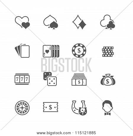Flat vector casino icons set