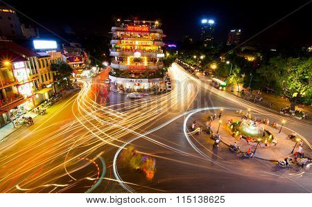 Hanoi old quarter at night