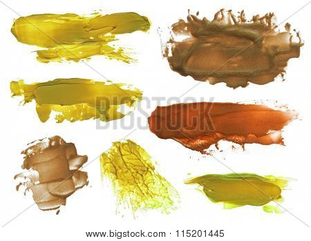 collection of abstract acrylic brush strokes blots
