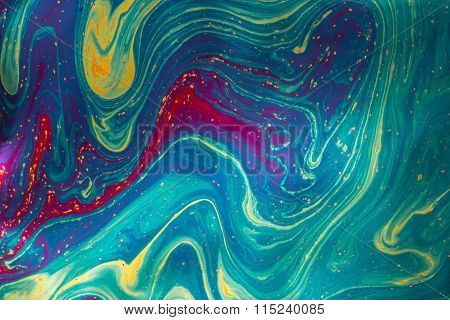 Psychedelic abstract formed by light on the surface of a soap bubble
