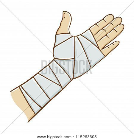 Injured Hand Wrapped In Elastic Bandage Vector Illustration