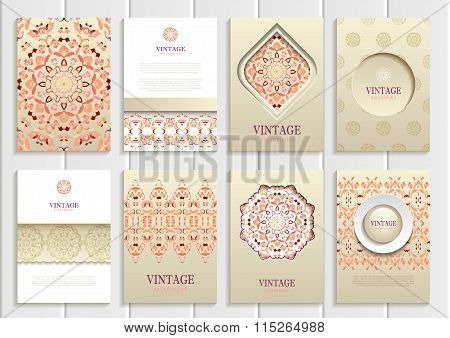 Light orange frames, ornaments, patterns and golden backgrounds