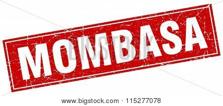 Mombasa red square grunge vintage isolated stamp