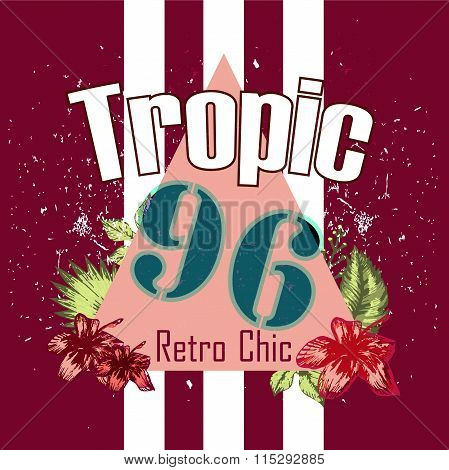 Flowers tropic triangle print and slogan