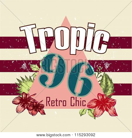 Retro triangle illustration tropic vector print and slogan