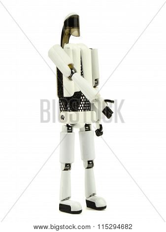 The robot offers a hand to greet
