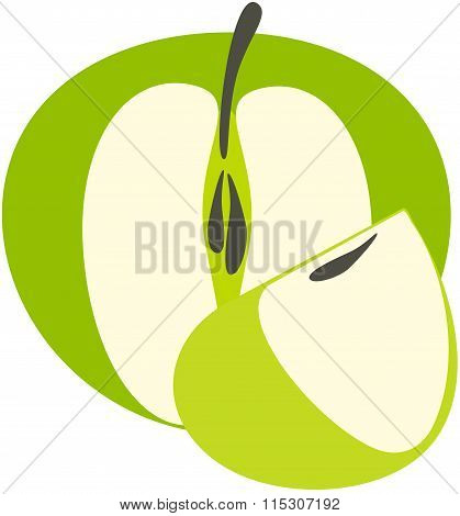 Green Apple With A Slice