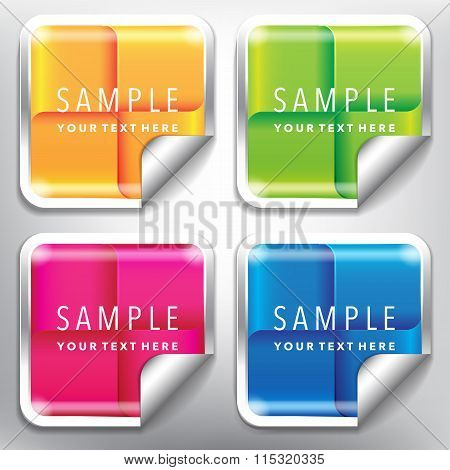 Square shaped sale stickers with abstract design set of 4.