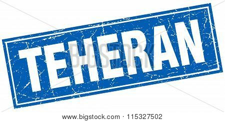 Teheran blue square grunge vintage isolated stamp