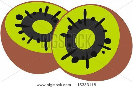 Illustration Of Kiwi Cut, isolated over white background