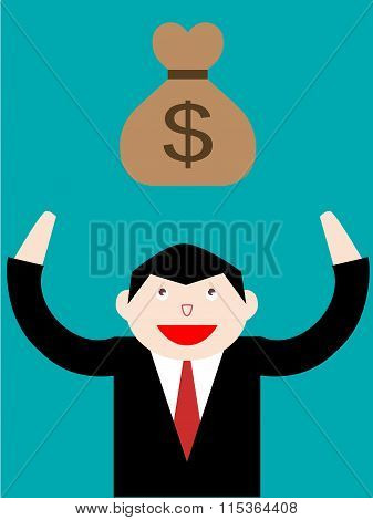 businessman and dollar money bag