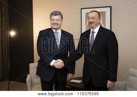 Petro Poroshenko And Ilham Aliyev  In Davos (switzerland)