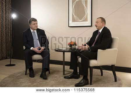 Petro Poroshenko And Ilham Aliyev  In Davos (switzerland)