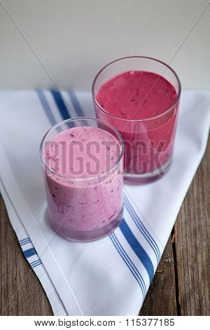 Smoothies With Black Currant And Milk And Yogurt