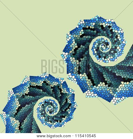 Spiral Colorful Mosaic Wave On Green Background