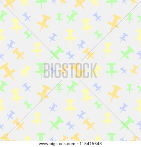Seamless vector pattern light pastel colorful chaotic background with pins