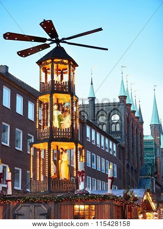 Christmas Market In Lubeck, Germany
