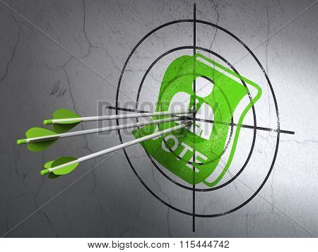 Political concept: arrows in Ballot target on wall background