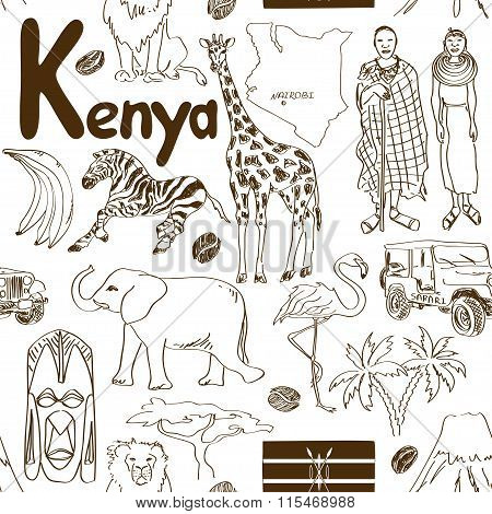 Sketch Kenya Seamless Pattern.