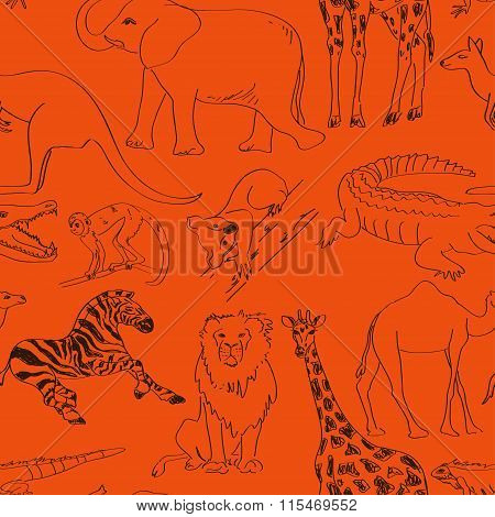 Seamless Pattern Of Animals.