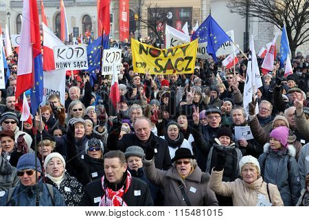 CRACOW POLAND - JANUARY 23 2016: the Demonstration against the surveillance on Internet 
