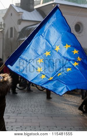 CRACOW POLAND - JANUARY 23 2016: the Demonstration against the surveillance on Internet 