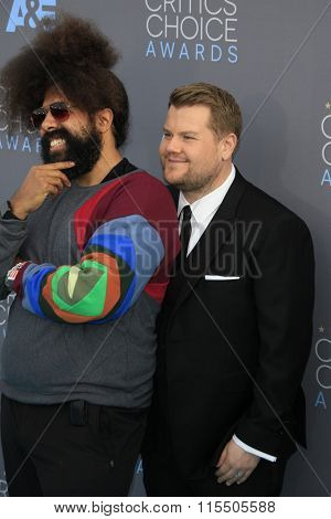 LOS ANGELES - JAN 17:  Reggie Watts, James Corden at the 21st Annual Critics Choice Awards at the Barker Hanger on January 17, 2016 in Santa Monica, CA
