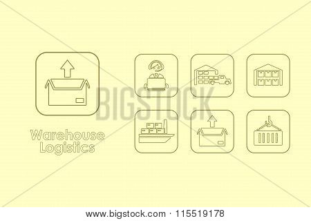 Set of warehouse logistics simple icons