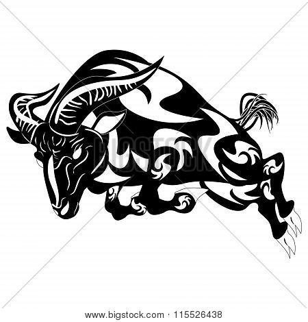 An Illustration Of A Stylised Black Ram