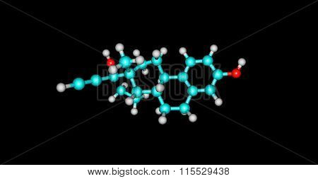 Ethinyl Estradiol Molecule isolated on black