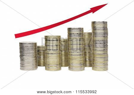 Graph From Coins On A White Background