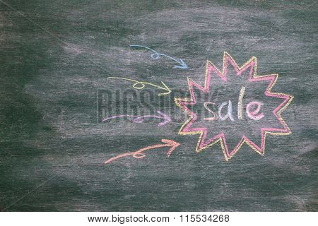 sale write on chalkboard with color chalk